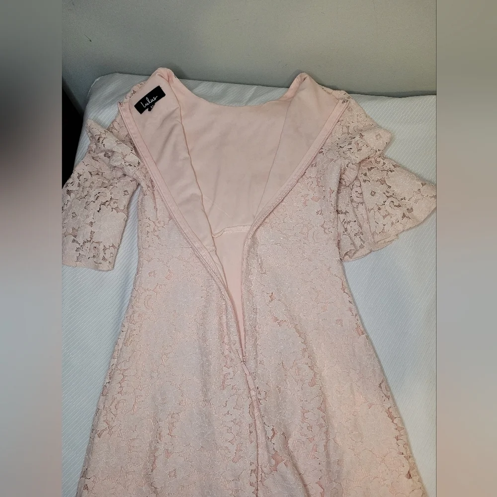 Lulus Favorite Flair Soft Pink Lace Mini Dress sz XS CD108L - Picture 4 of 11